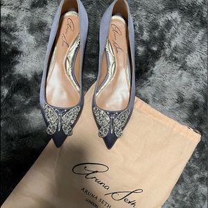 Aruna Seth Stone Grey Satin Pointy Ballerina